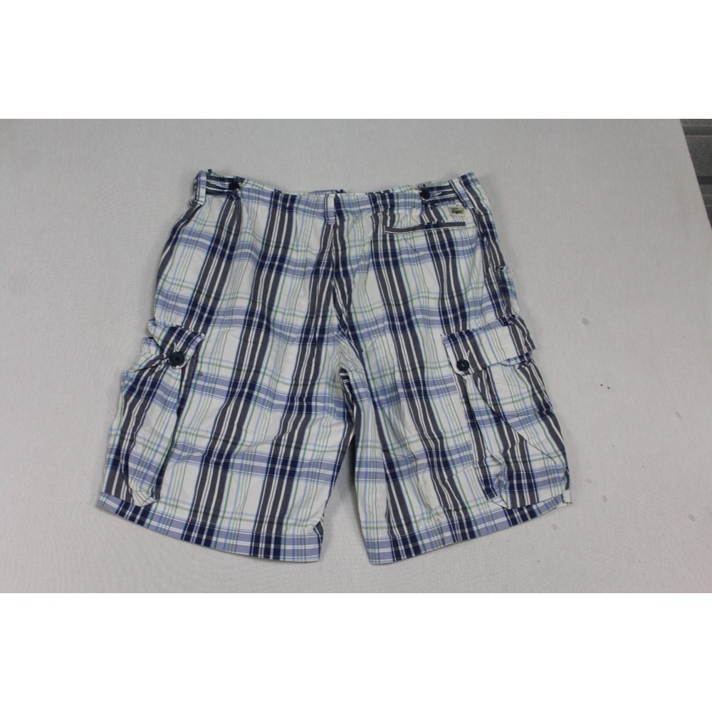 Lacoste Men Blue Plaid Chino Shorts Casual Preppy Size 45